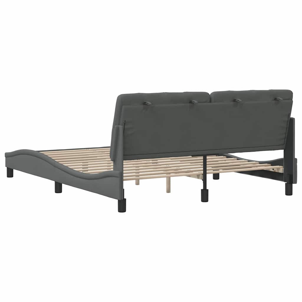 Cadre de lit sans matelas gris foncé 160x200 cm tissu - XIOS