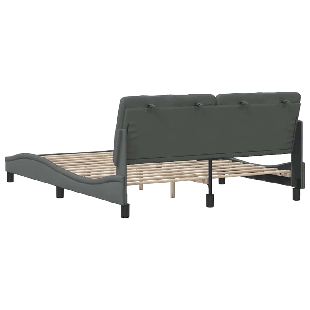 Cadre de lit sans matelas gris foncé 160x200 cm tissu - XIOS