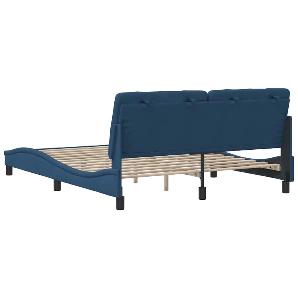 Cadre de lit sans matelas bleu 160x200 cm tissu