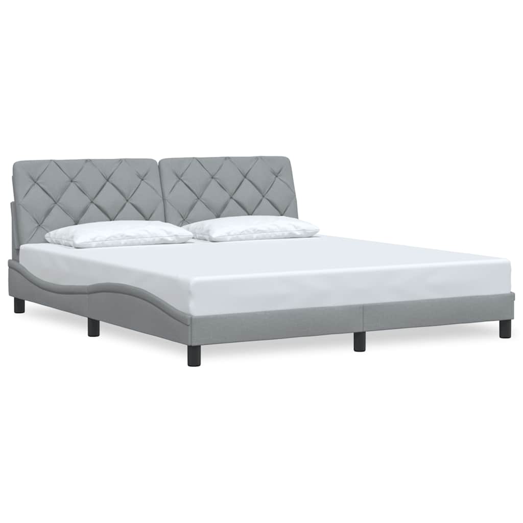 Cadre de lit sans matelas gris clair 180x200 cm tissu - XIOS