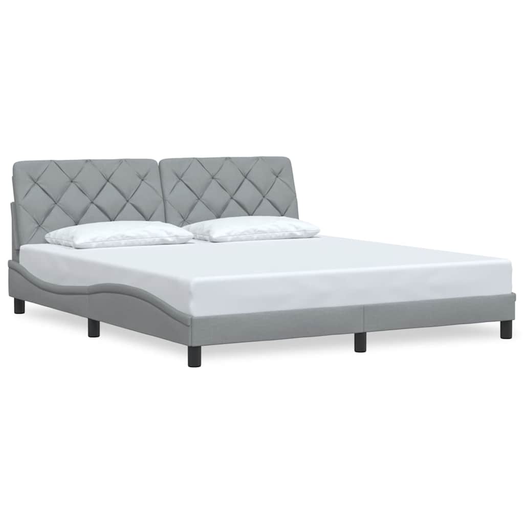 Cadre de lit sans matelas gris clair 180x200 cm tissu - XIOS