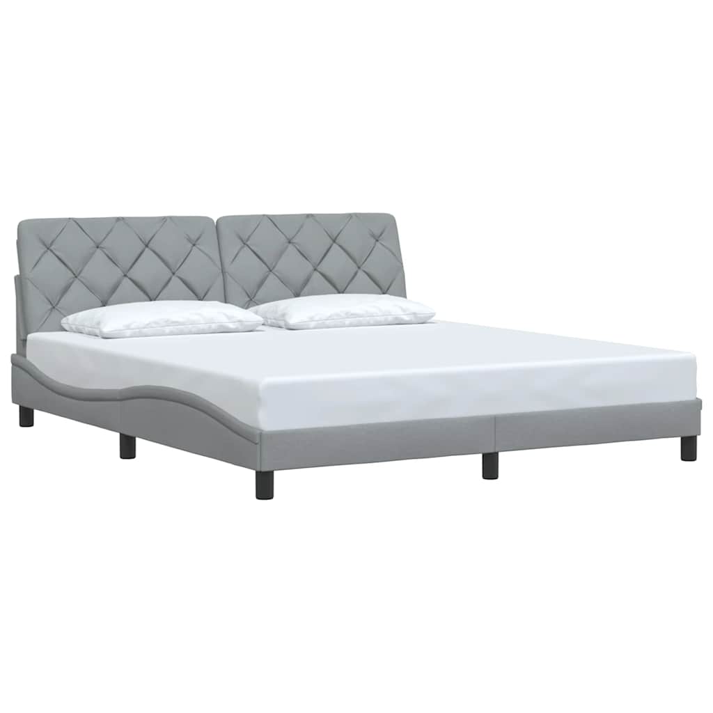 Cadre de lit sans matelas gris clair 180x200 cm tissu - XIOS