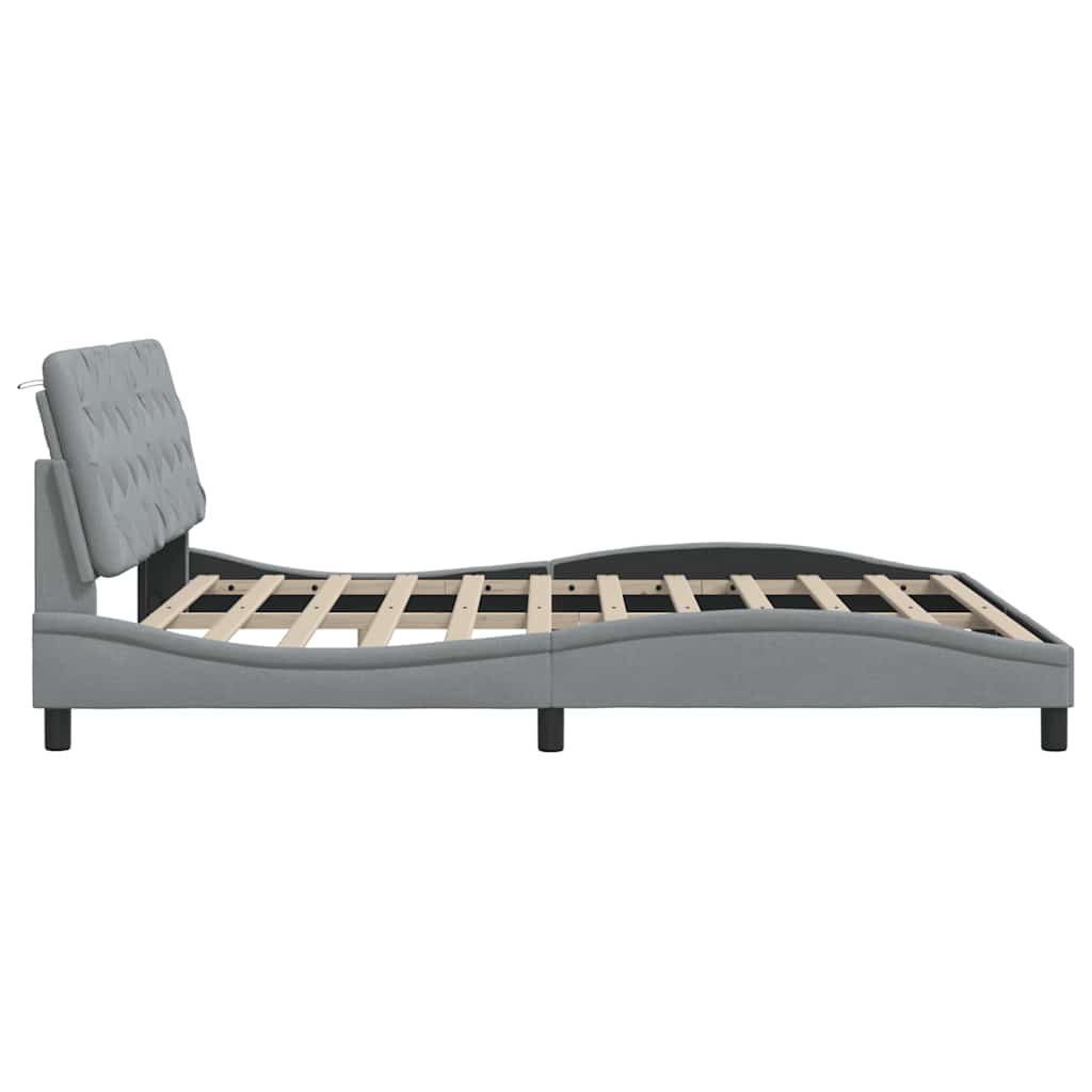 Cadre de lit sans matelas gris clair 180x200 cm tissu - XIOS