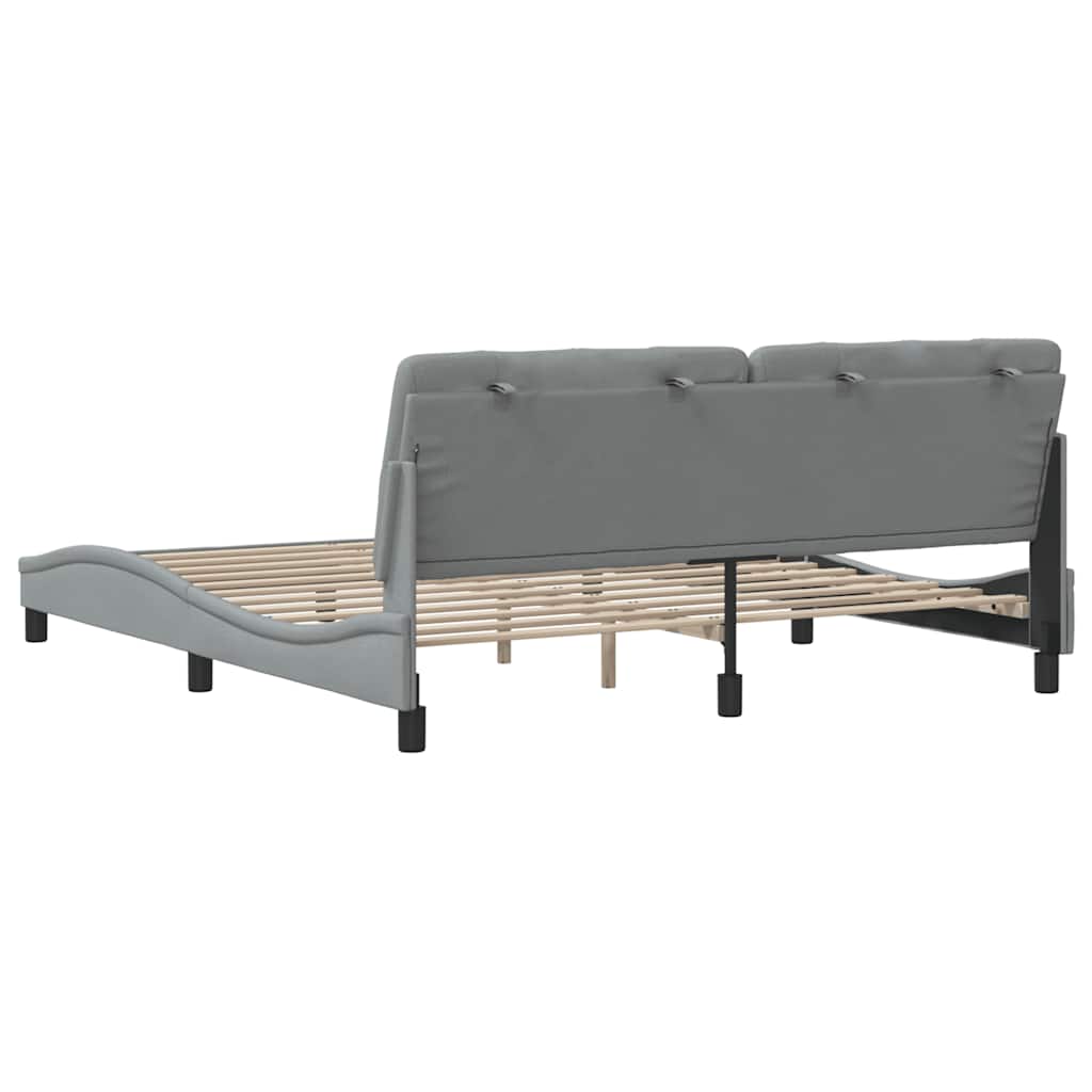 Cadre de lit sans matelas gris clair 180x200 cm tissu - XIOS