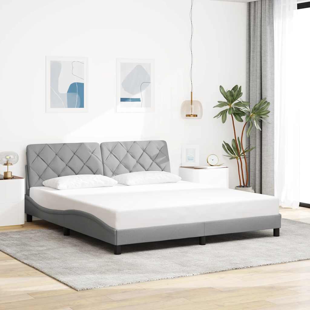 Cadre de lit sans matelas gris clair 180x200 cm tissu - XIOS