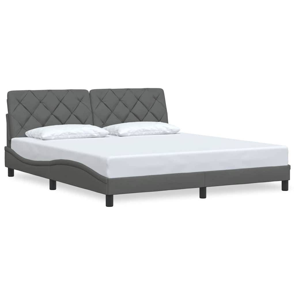 Cadre de lit sans matelas gris foncé 180x200 cm tissu - XIOS