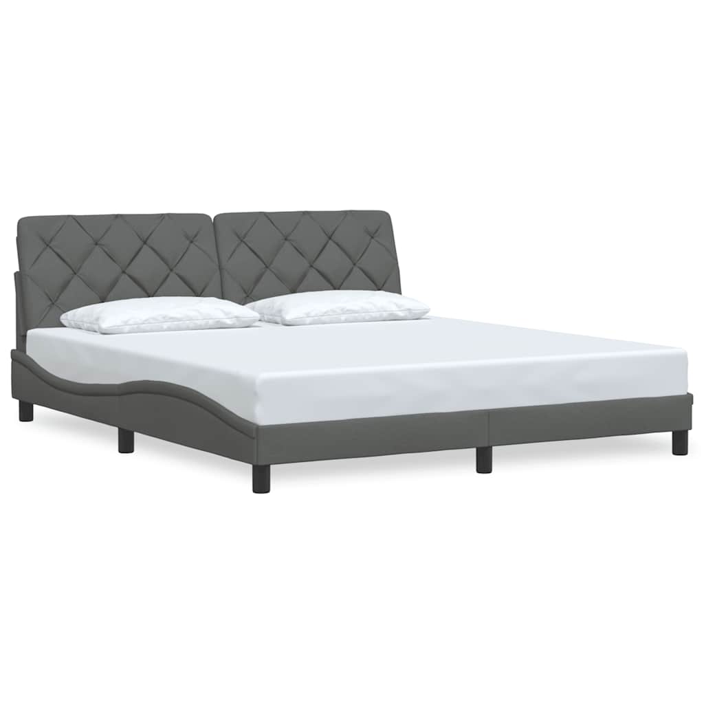 Cadre de lit sans matelas gris foncé 180x200 cm tissu - XIOS