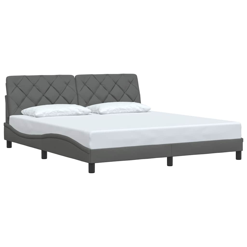 Cadre de lit sans matelas gris foncé 180x200 cm tissu - XIOS