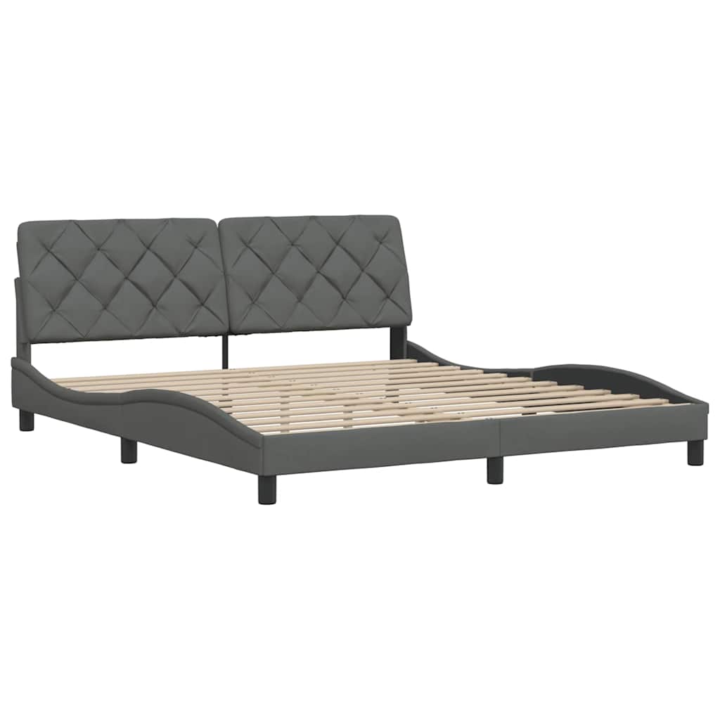 Cadre de lit sans matelas gris foncé 180x200 cm tissu - XIOS