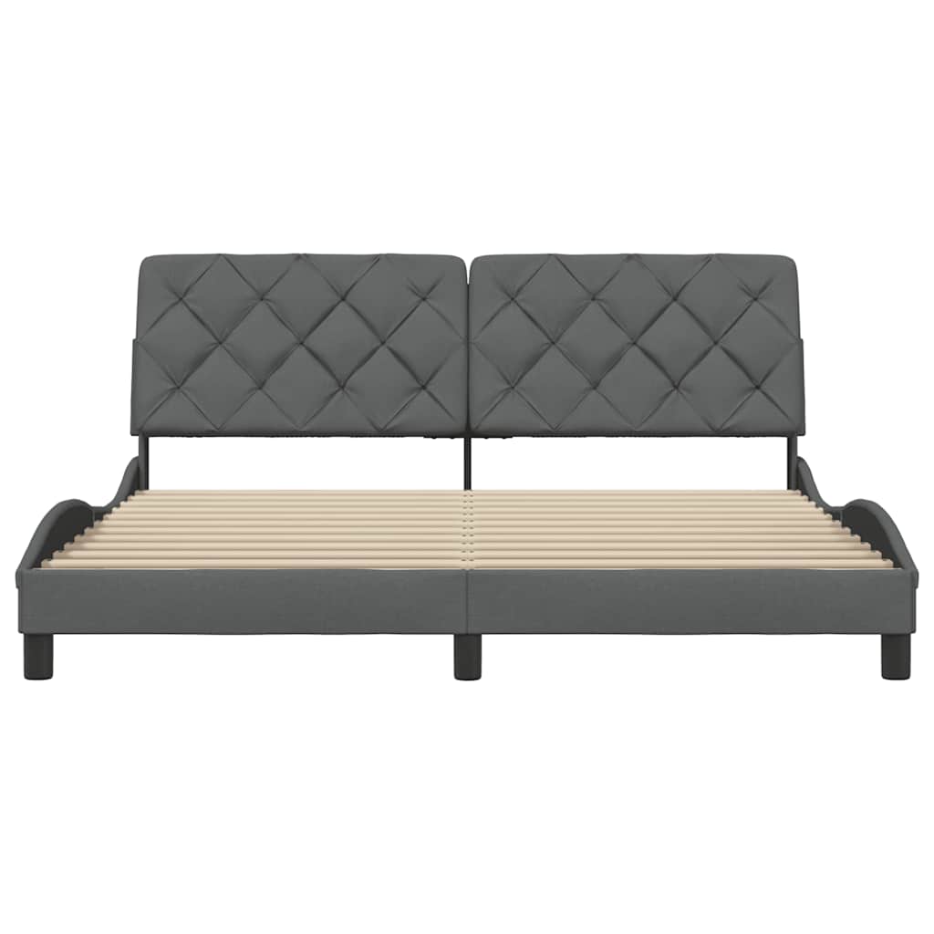 Cadre de lit sans matelas gris foncé 180x200 cm tissu - XIOS