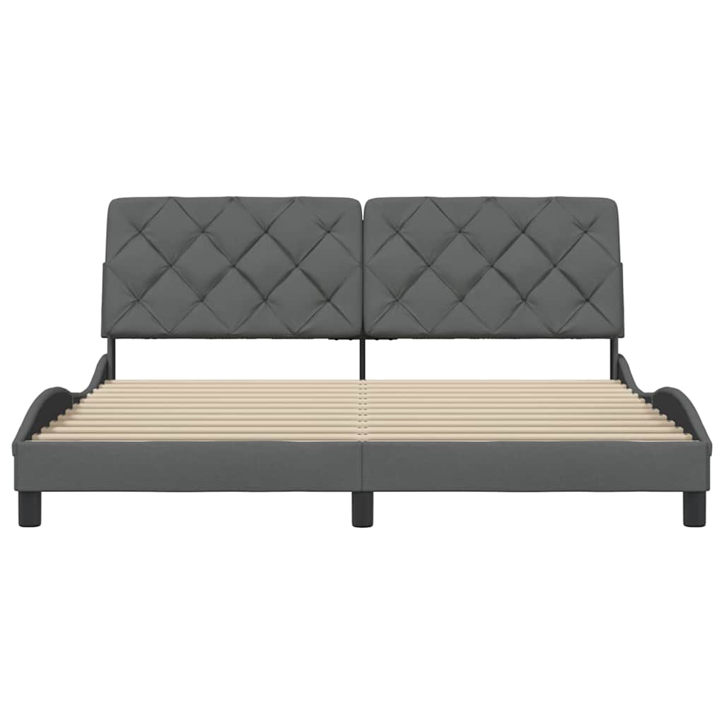 Cadre de lit sans matelas gris foncé 180x200 cm tissu - XIOS