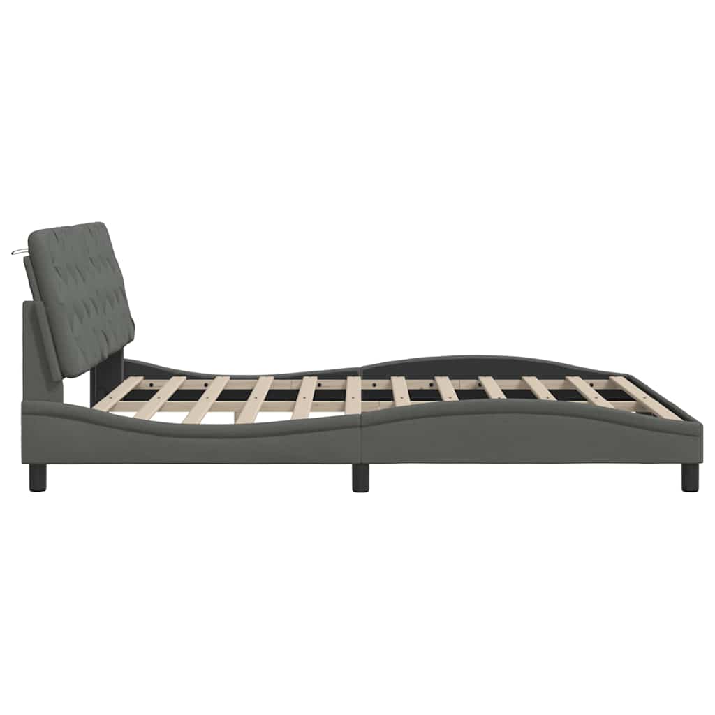Cadre de lit sans matelas gris foncé 180x200 cm tissu - XIOS