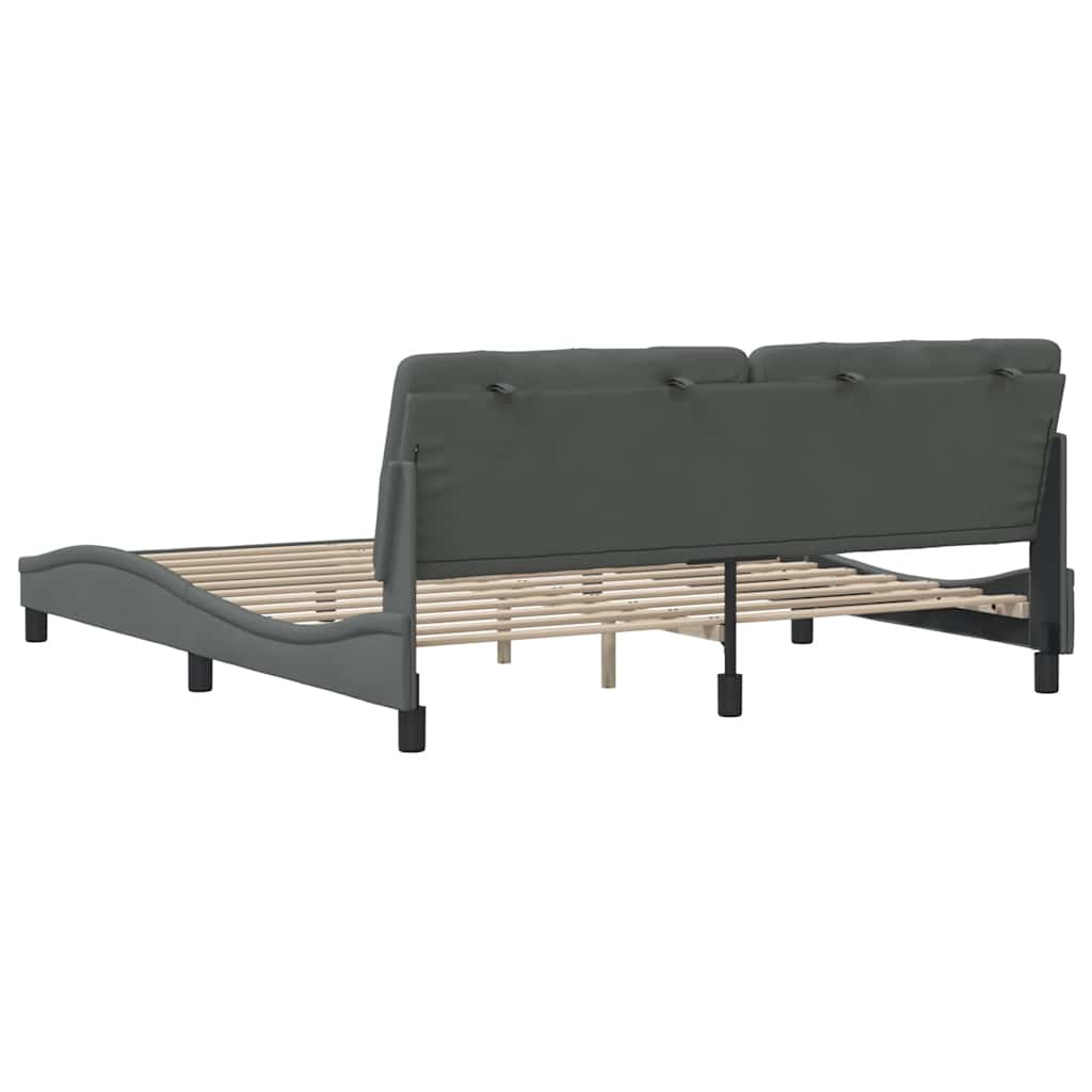 Cadre de lit sans matelas gris foncé 180x200 cm tissu - XIOS