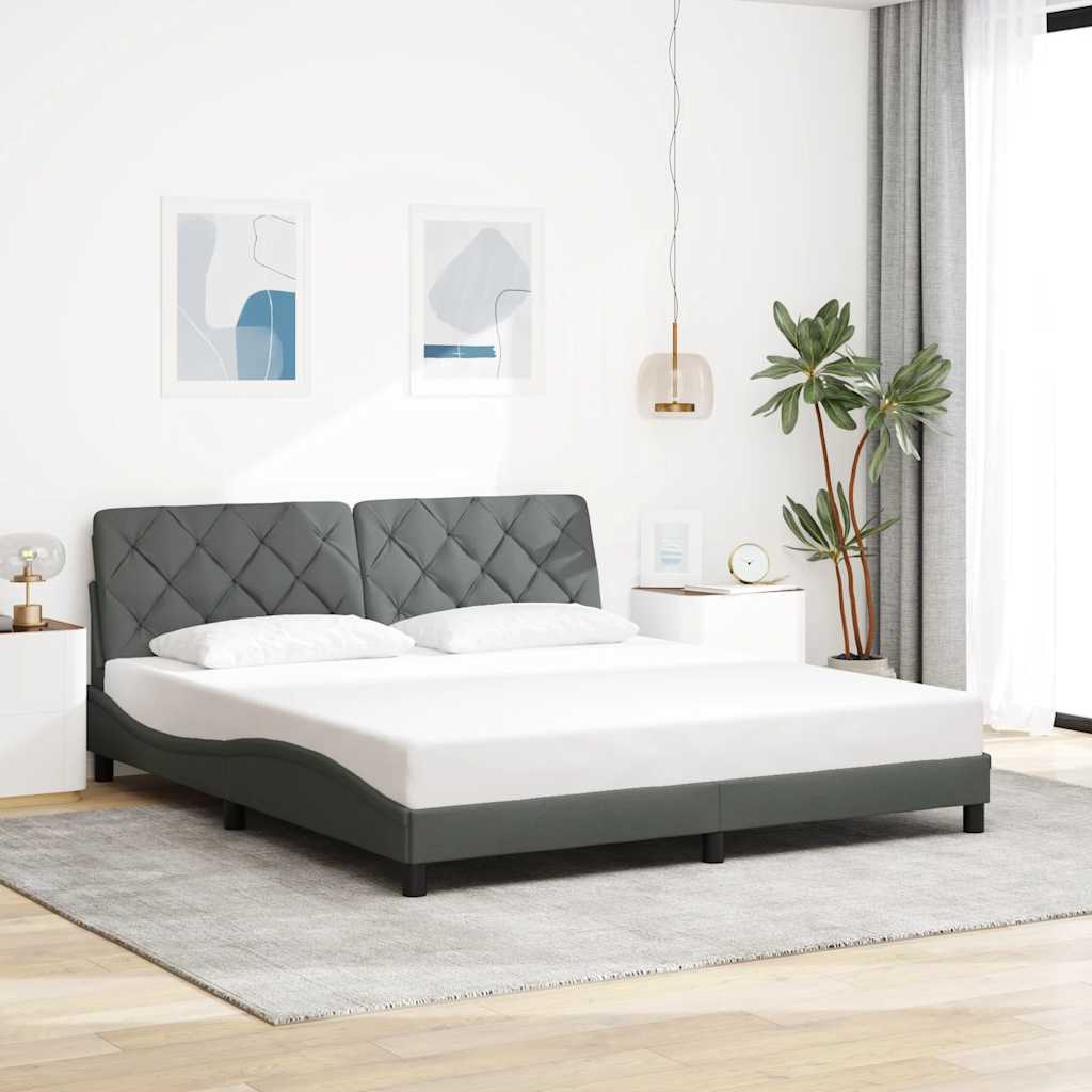 Cadre de lit sans matelas gris foncé 180x200 cm tissu - XIOS