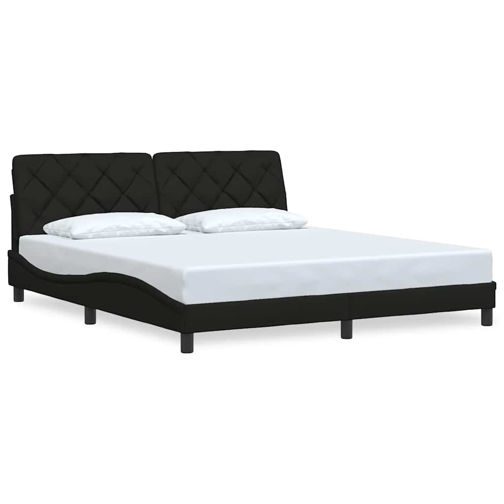Cadre de lit sans matelas noir 180x200 cm tissu - XIOS