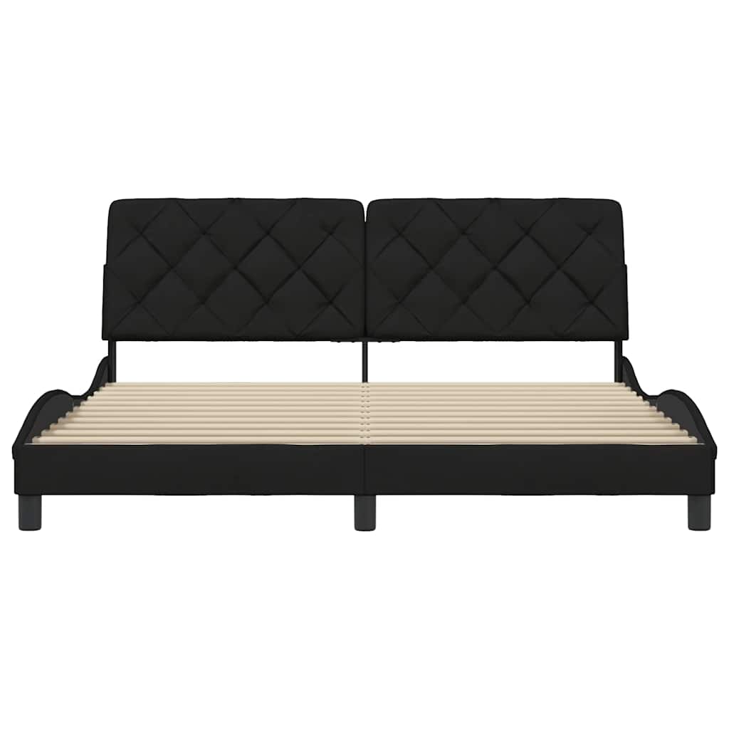 Cadre de lit sans matelas noir 180x200 cm tissu - XIOS