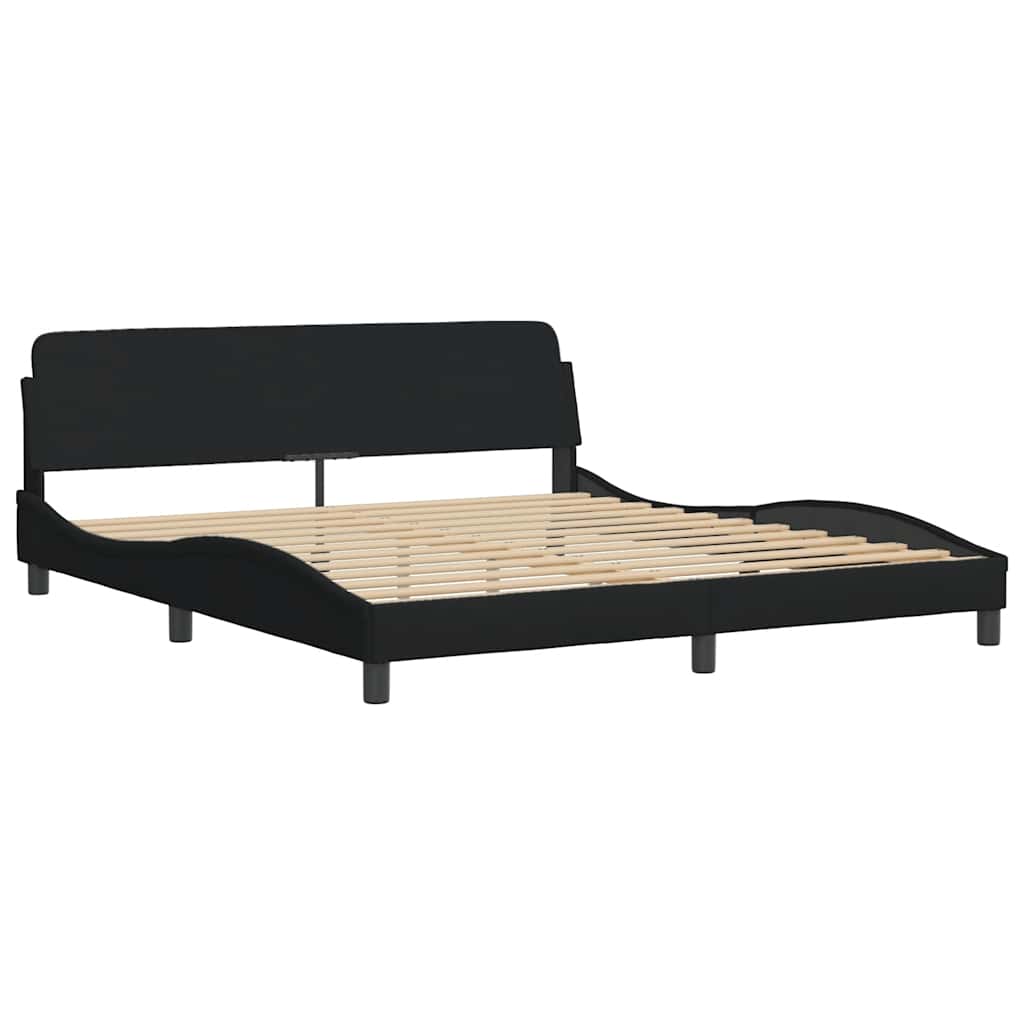 Cadre de lit sans matelas noir 180x200 cm tissu - XIOS