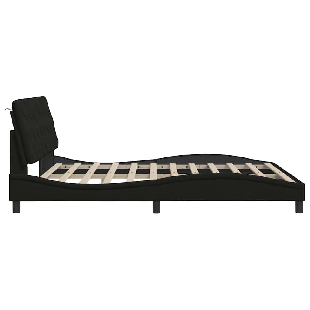 Cadre de lit sans matelas noir 180x200 cm tissu - XIOS