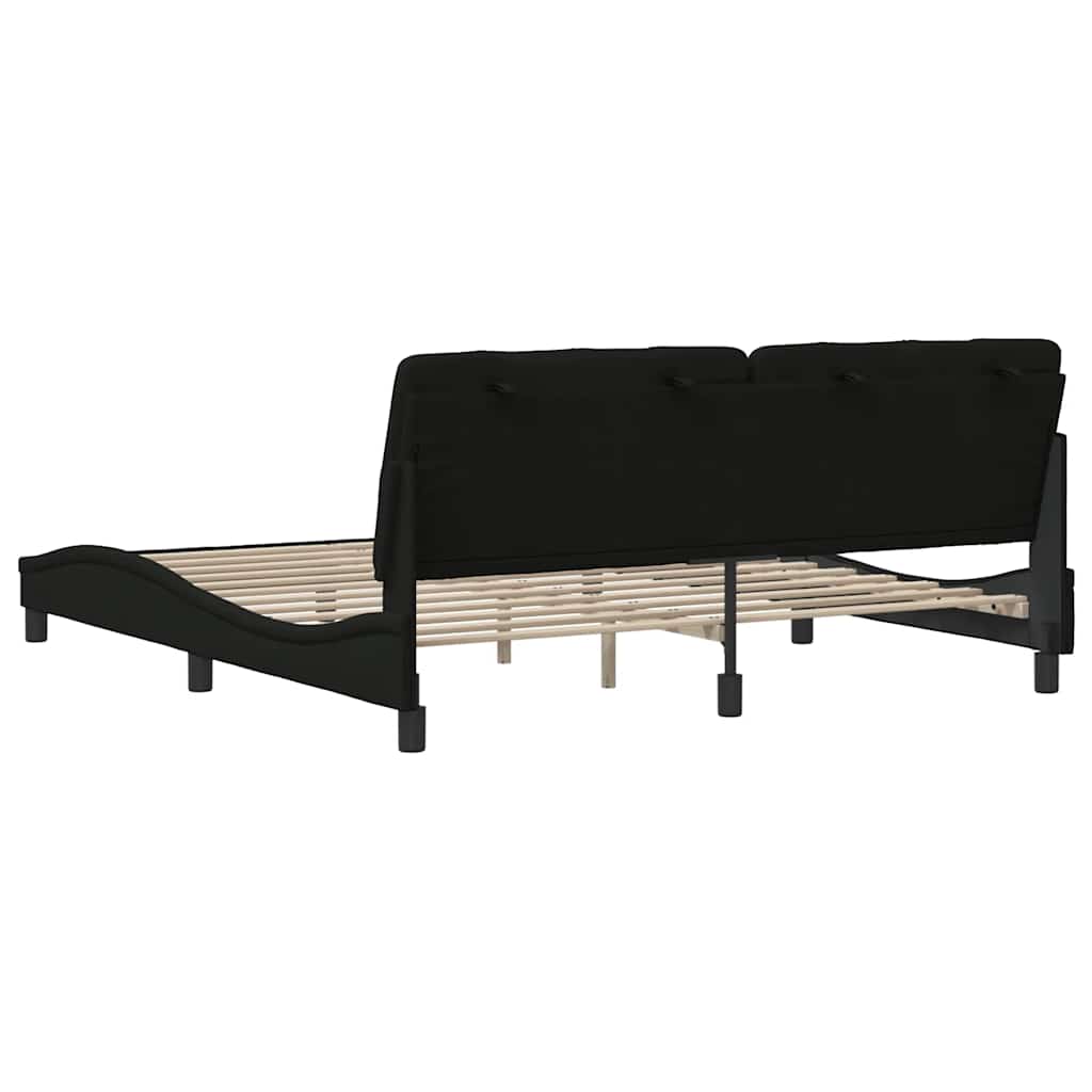 Cadre de lit sans matelas noir 180x200 cm tissu - XIOS