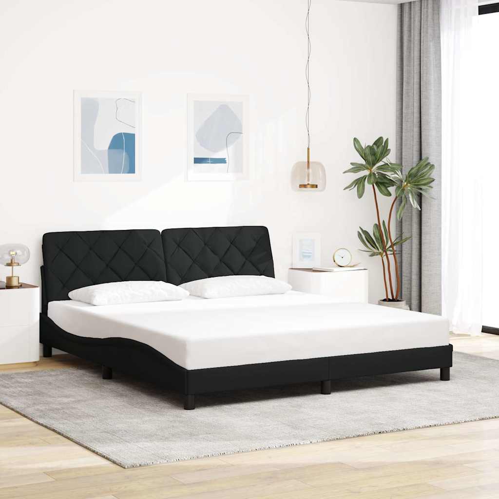 Cadre de lit sans matelas noir 180x200 cm tissu - XIOS