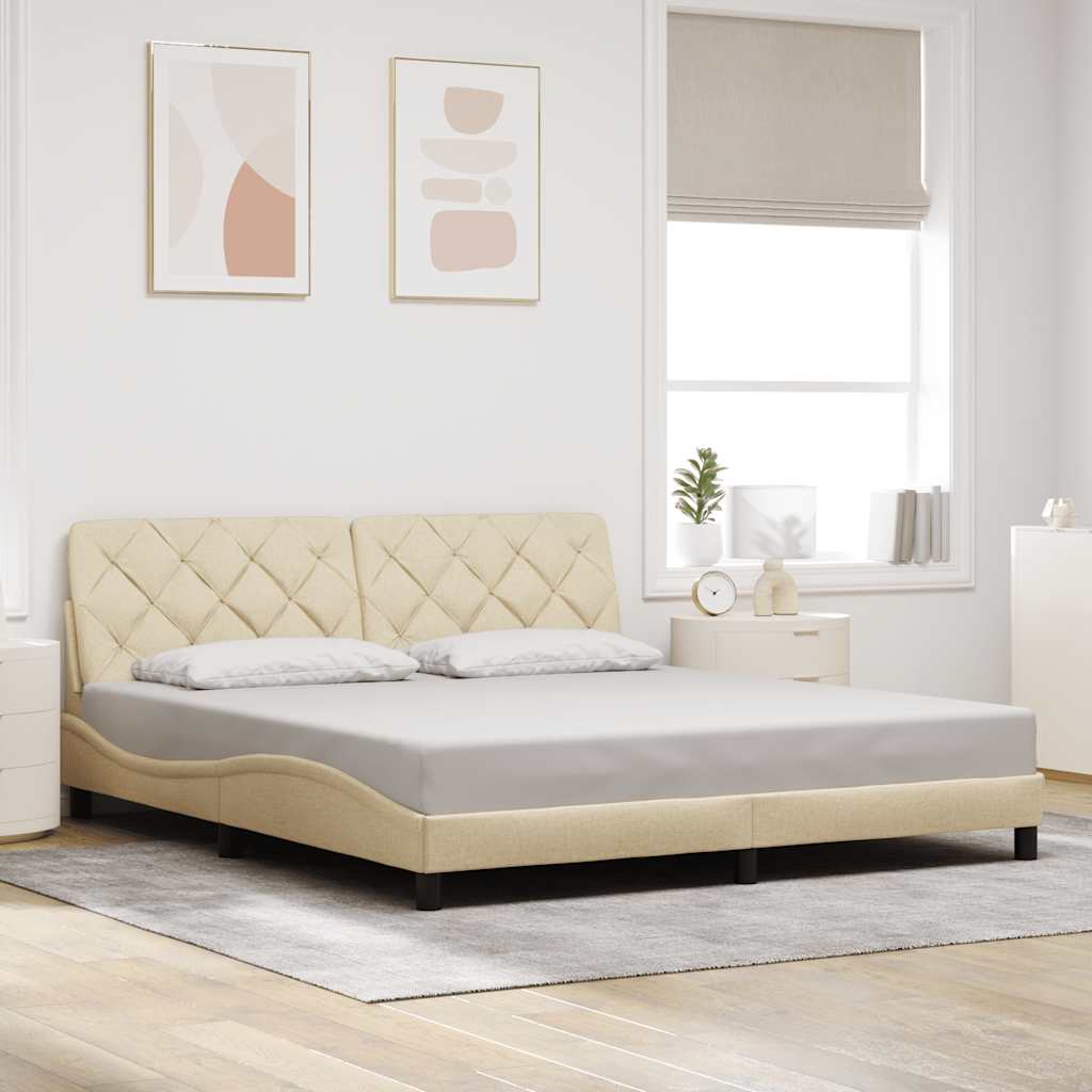 Cadre de lit sans matelas crème 180x200 cm tissu - XIOS