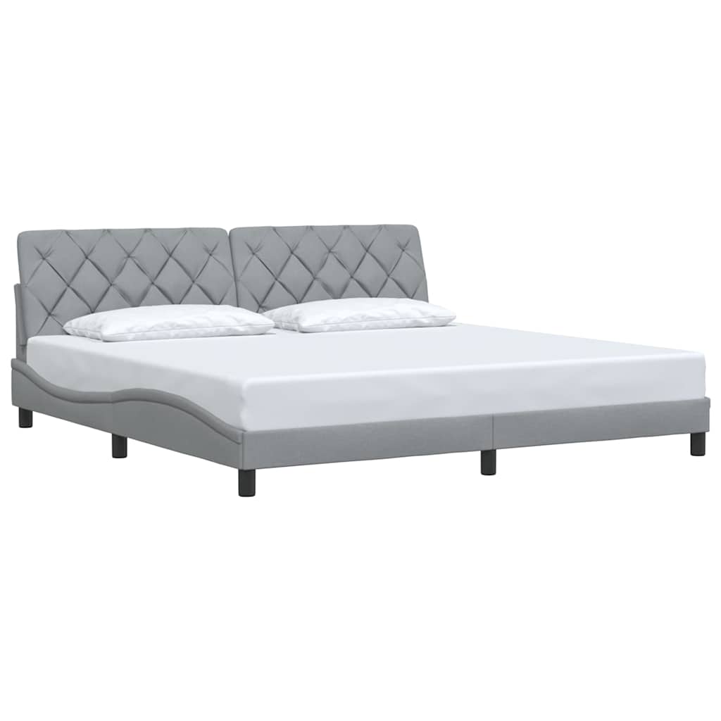 Cadre de lit sans matelas gris clair 200x200 cm tissu - XIOS