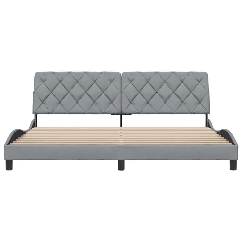 Cadre de lit sans matelas gris clair 200x200 cm tissu - XIOS