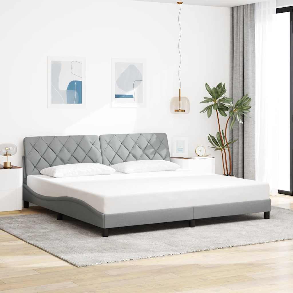 Cadre de lit sans matelas gris clair 200x200 cm tissu - XIOS