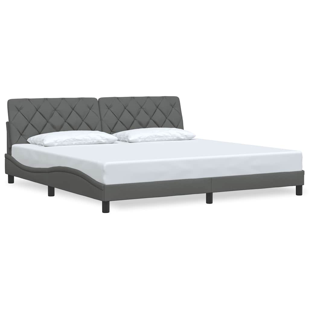 Cadre de lit sans matelas gris foncé 200x200 cm tissu - XIOS