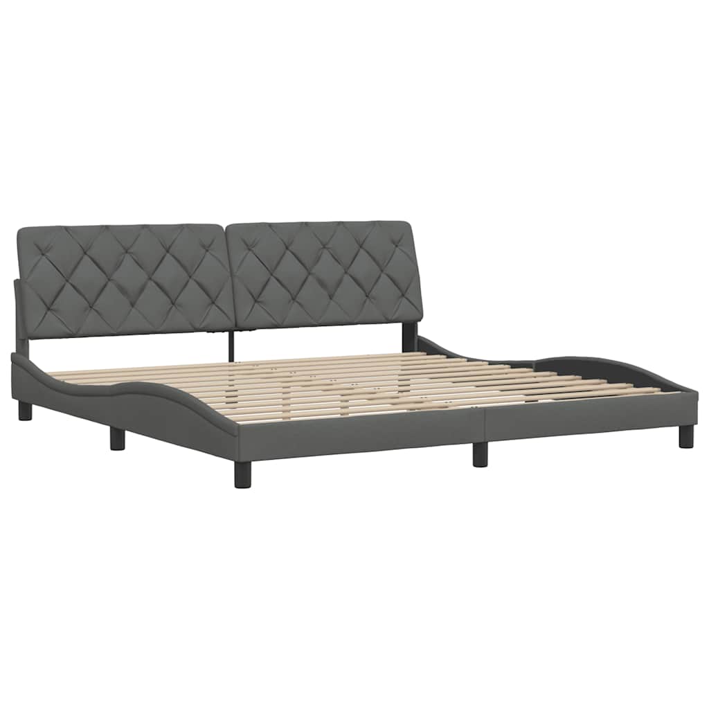 Cadre de lit sans matelas gris foncé 200x200 cm tissu - XIOS