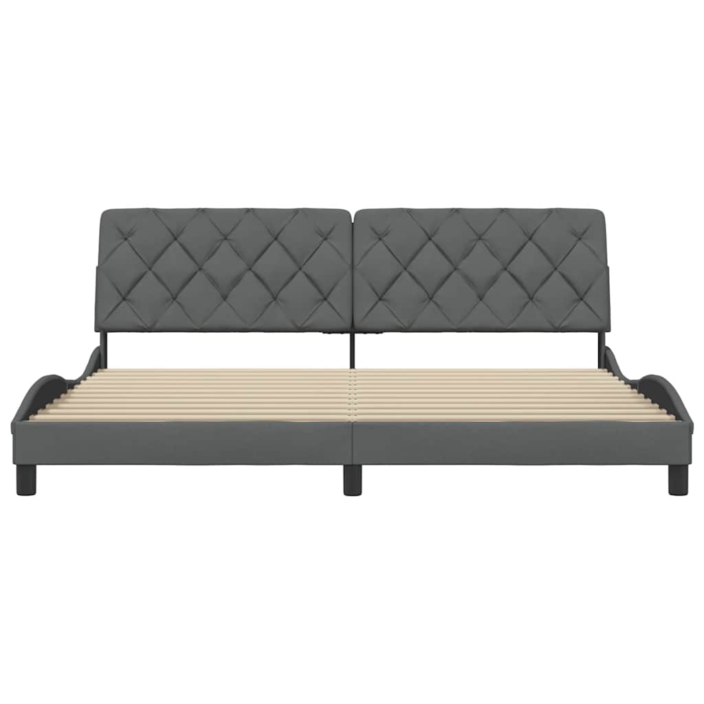 Cadre de lit sans matelas gris foncé 200x200 cm tissu - XIOS