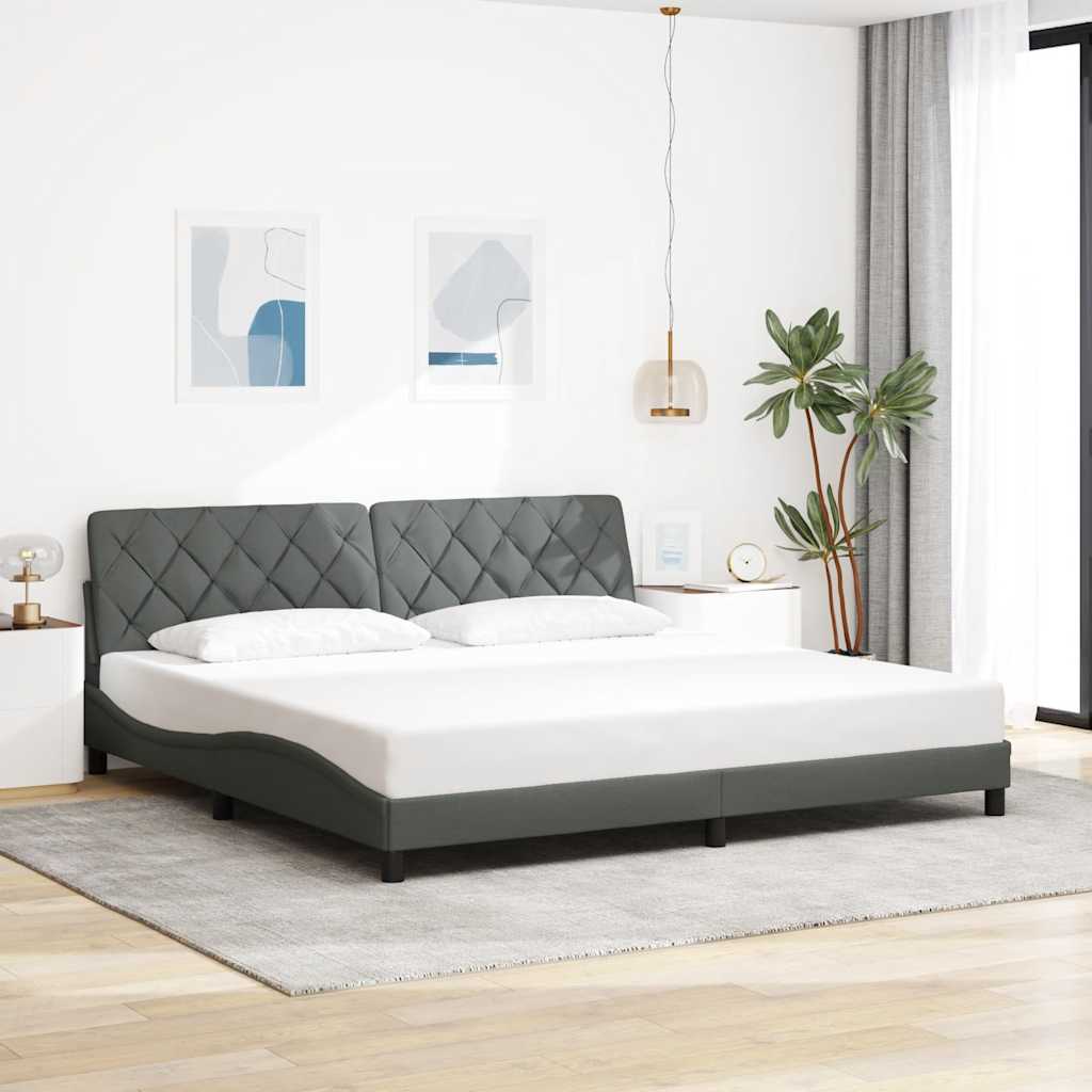 Cadre de lit sans matelas gris foncé 200x200 cm tissu - XIOS