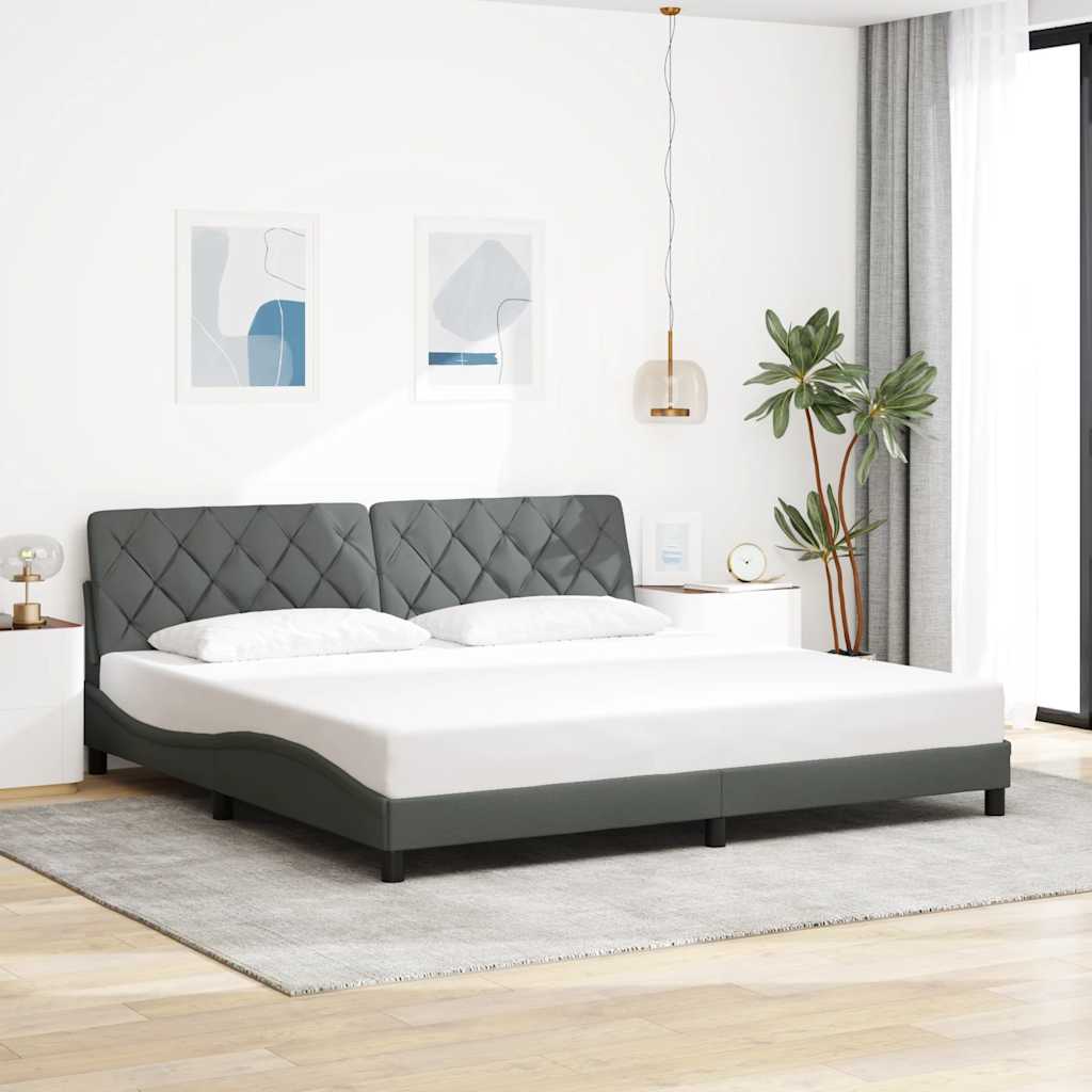 Cadre de lit sans matelas gris foncé 200x200 cm tissu - XIOS