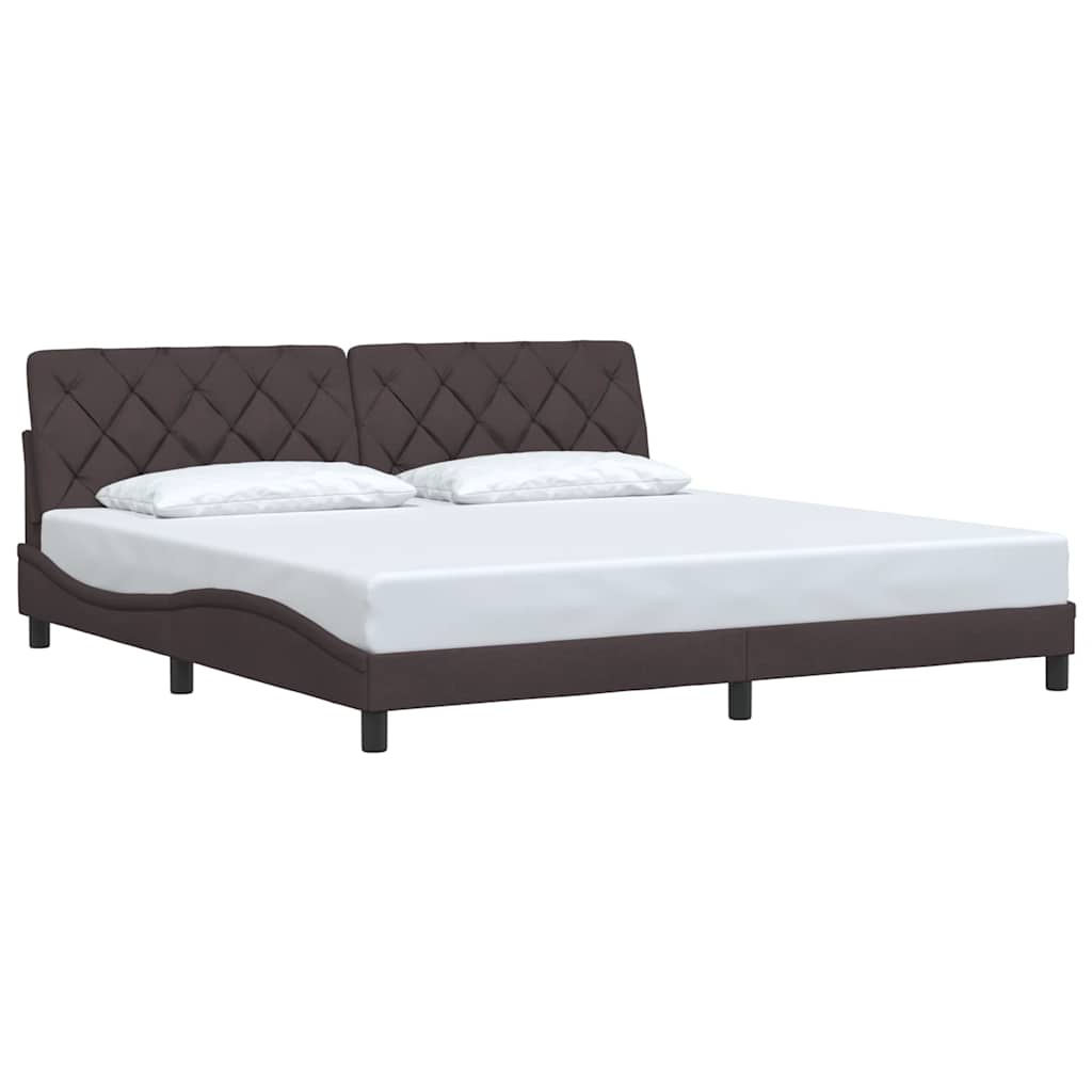 Cadre de lit sans matelas marron foncé 200x200 cm tissu