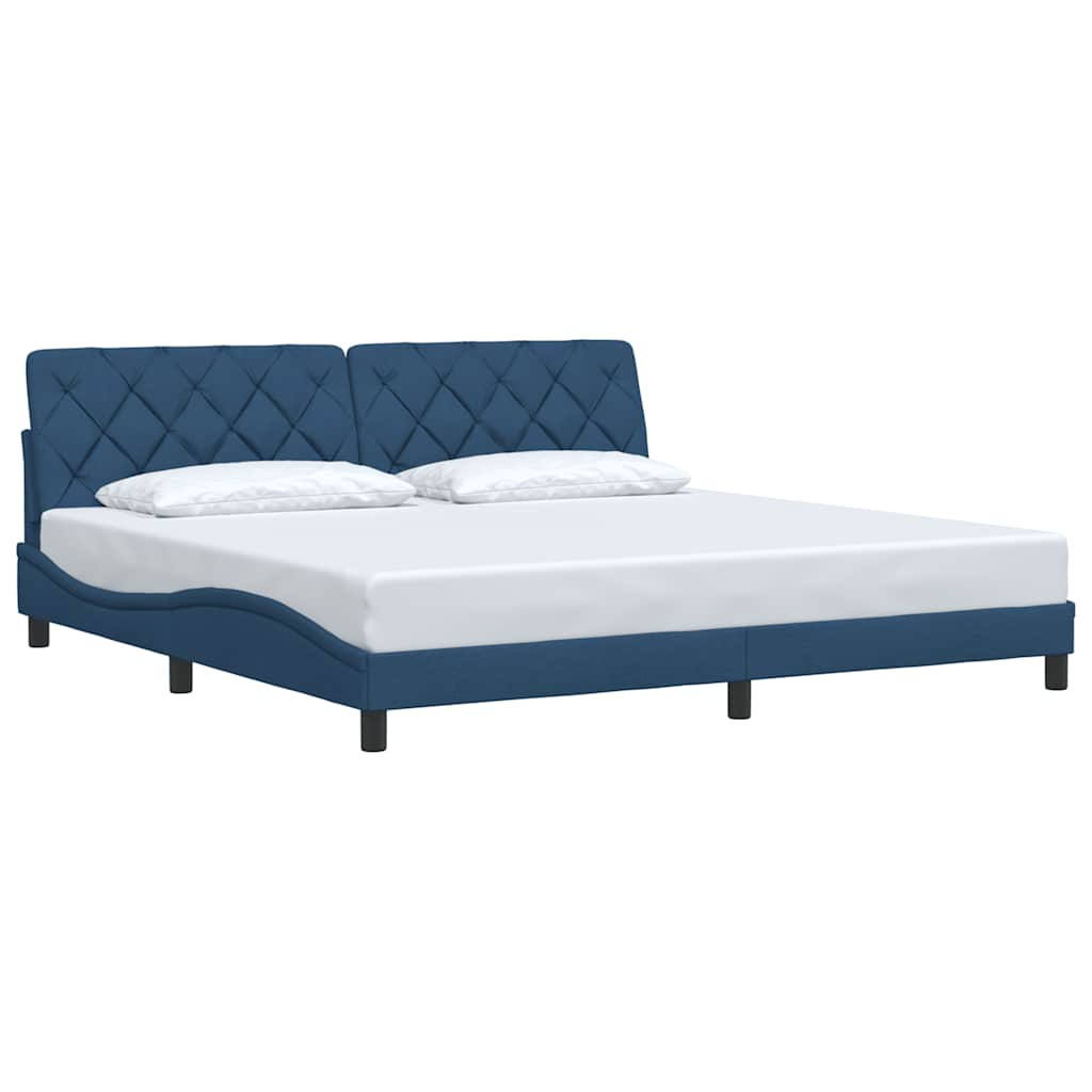 Cadre de lit sans matelas bleu 200x200 cm tissu - XIOS