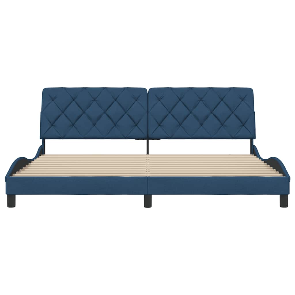 Cadre de lit sans matelas bleu 200x200 cm tissu - XIOS