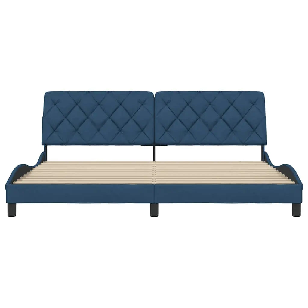 Cadre de lit sans matelas bleu 200x200 cm tissu - XIOS