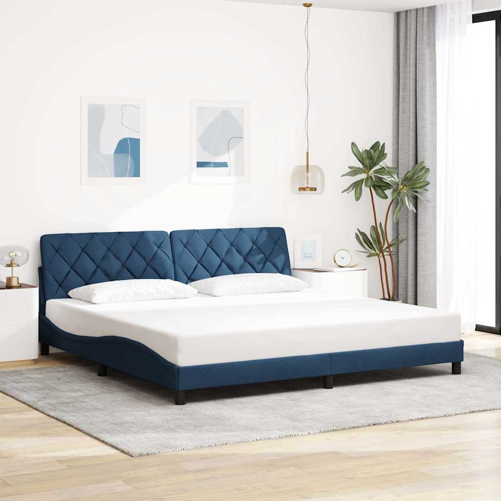 Cadre de lit sans matelas bleu 200x200 cm tissu - XIOS