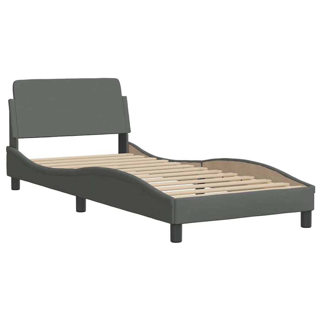 Cadre de lit avec LED sans matelas gris foncé 90x190 cm tissu - XIOS