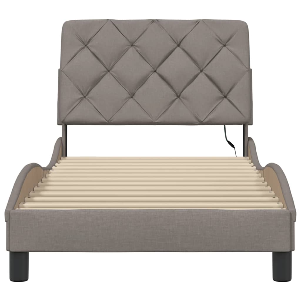 Cadre de lit avec LED sans matelas taupe 90x200 cm tissu - XIOS