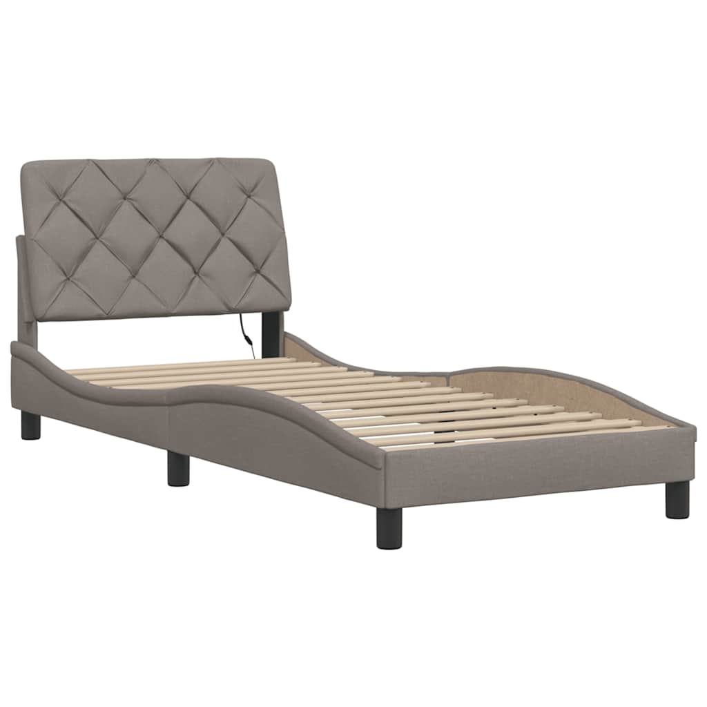 Cadre de lit avec LED sans matelas taupe 90x200 cm tissu - XIOS
