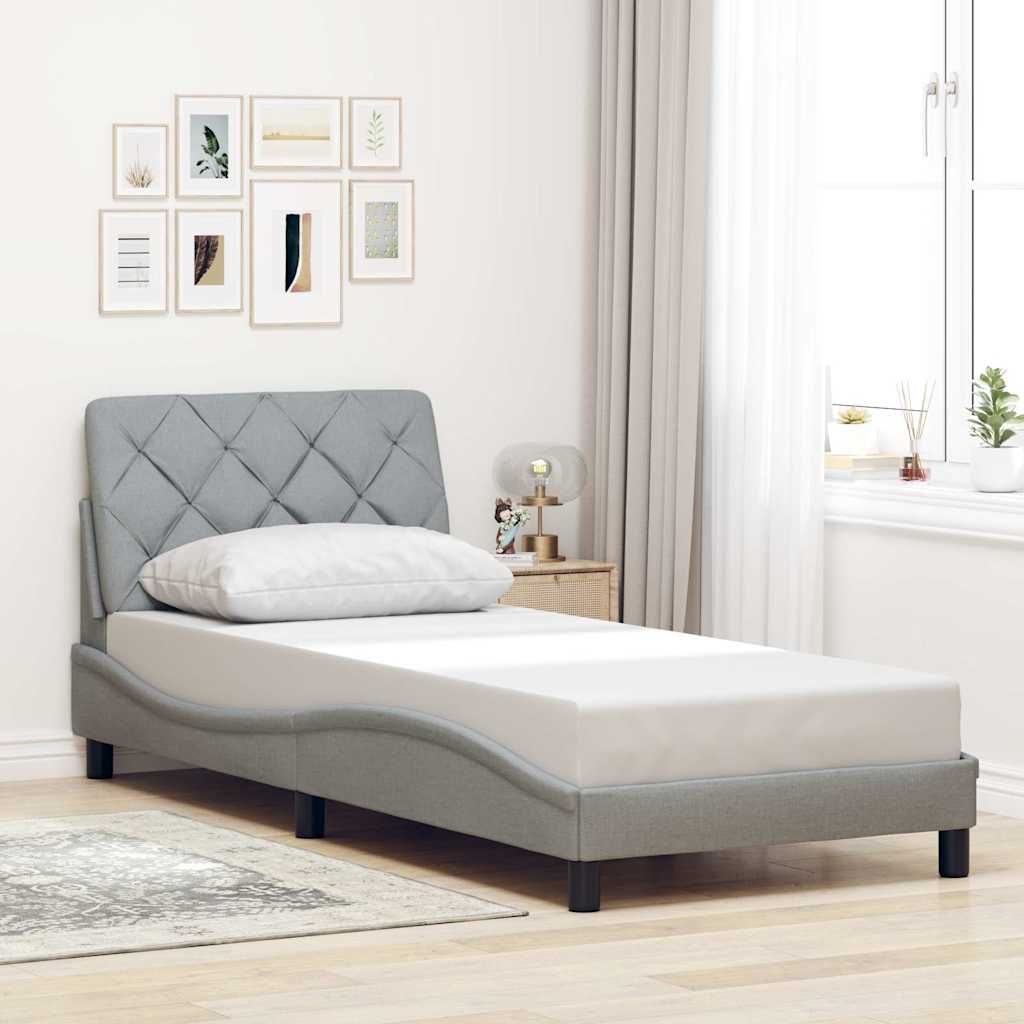Cadre de lit avec LED sans matelas gris clair 100x200 cm tissu - XIOS