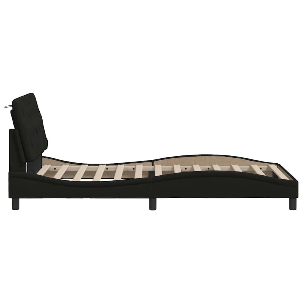 Cadre de lit avec LED sans matelas noir 100x200 cm tissu - XIOS