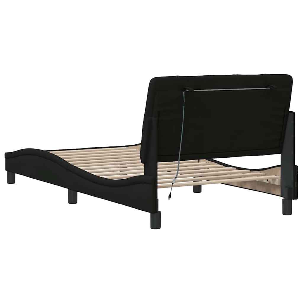 Cadre de lit avec LED sans matelas noir 100x200 cm tissu - XIOS