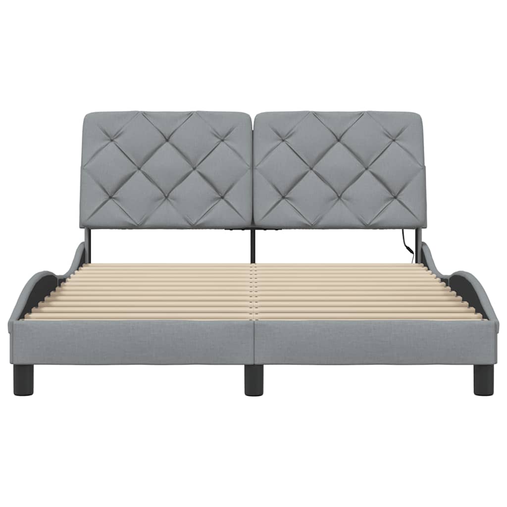 Cadre de lit avec LED sans matelas gris clair 120x200 cm tissu - XIOS