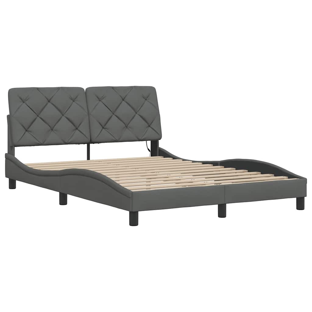 Cadre de lit avec LED sans matelas gris foncé 120x200 cm tissu - XIOS