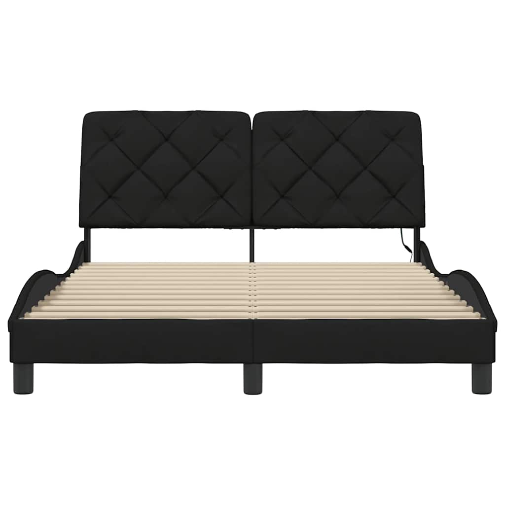 Cadre de lit avec LED sans matelas noir 120x200 cm tissu - XIOS