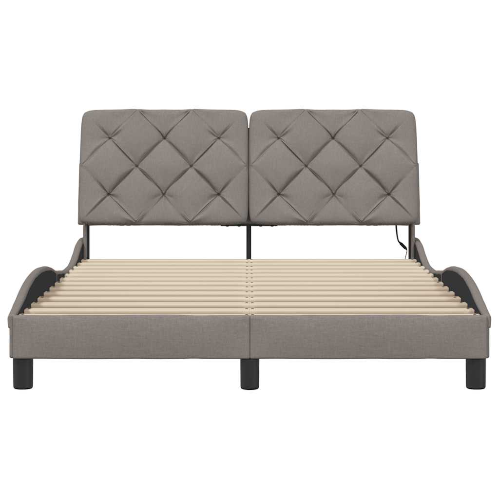 Cadre de lit avec LED sans matelas taupe 120x200 cm tissu - XIOS