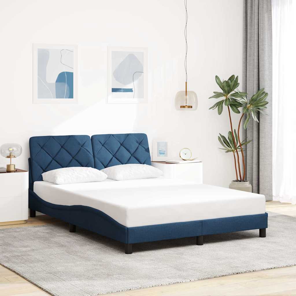 Cadre de lit avec LED sans matelas bleu 120x200 cm tissu - XIOS
