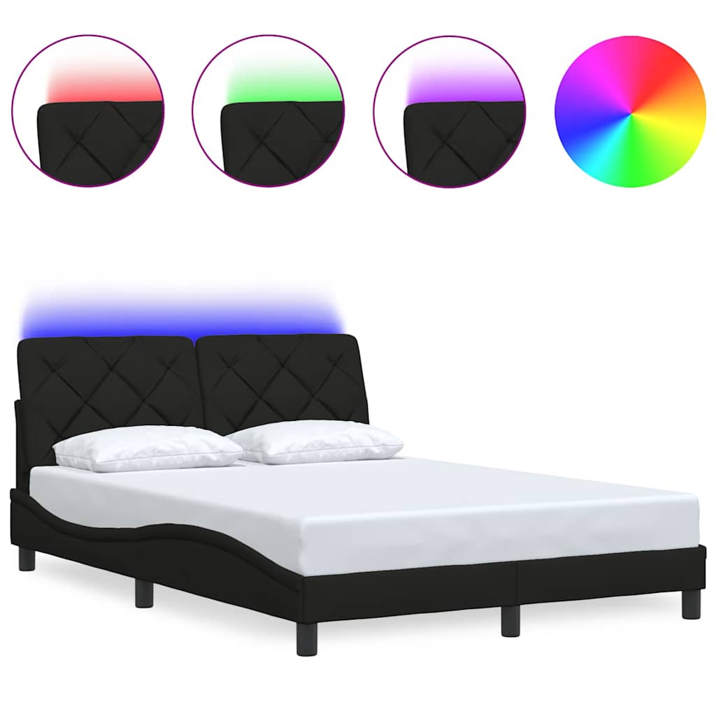 Cadre de lit avec LED sans matelas noir 140x190 cm tissu - XIOS